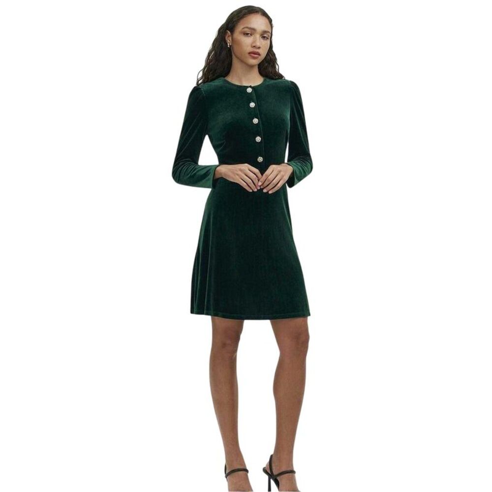 Finery Womens/Ladies Rae Velvet Jewel Collared Dress / Bottle Green